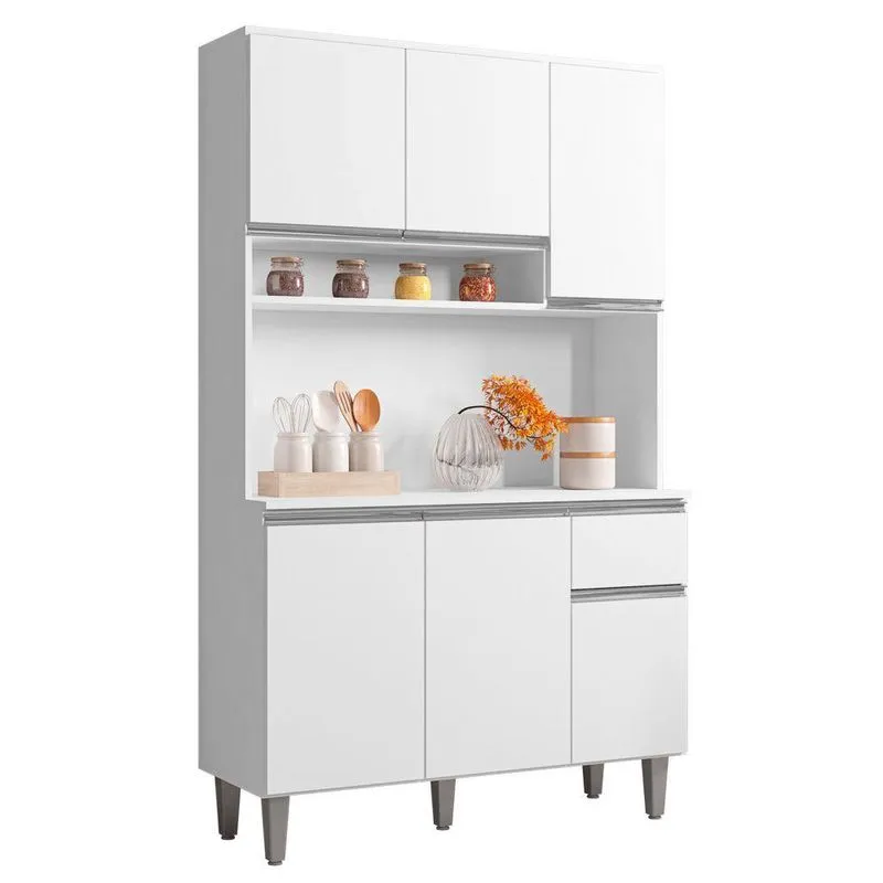 Kit Cozinha Compacta Márcia 105Cm Com 6 Portas E 1 Gaveta Branco - Desk Design