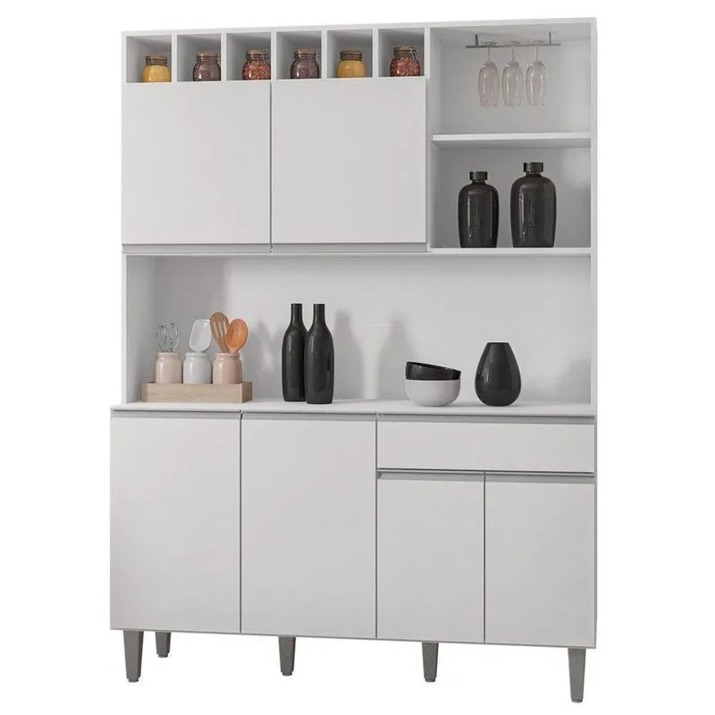 Kit Cozinha Compacta Alice 130Cm Com 6 Portas E 1 Gaveta Branco - Desk Design