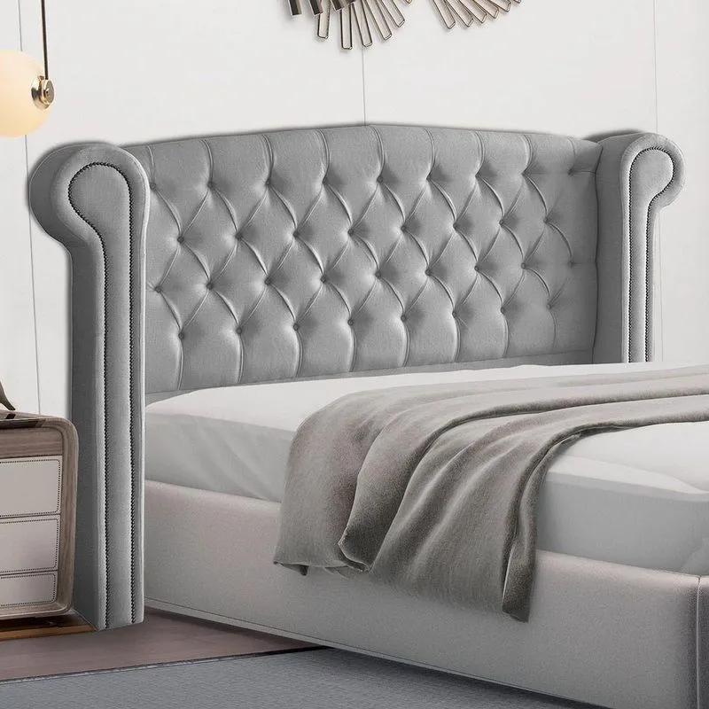 Cabeceira Cama Box Casal Queen Size Adelle 160cm Com Frame Linho Cinza - Abmaza