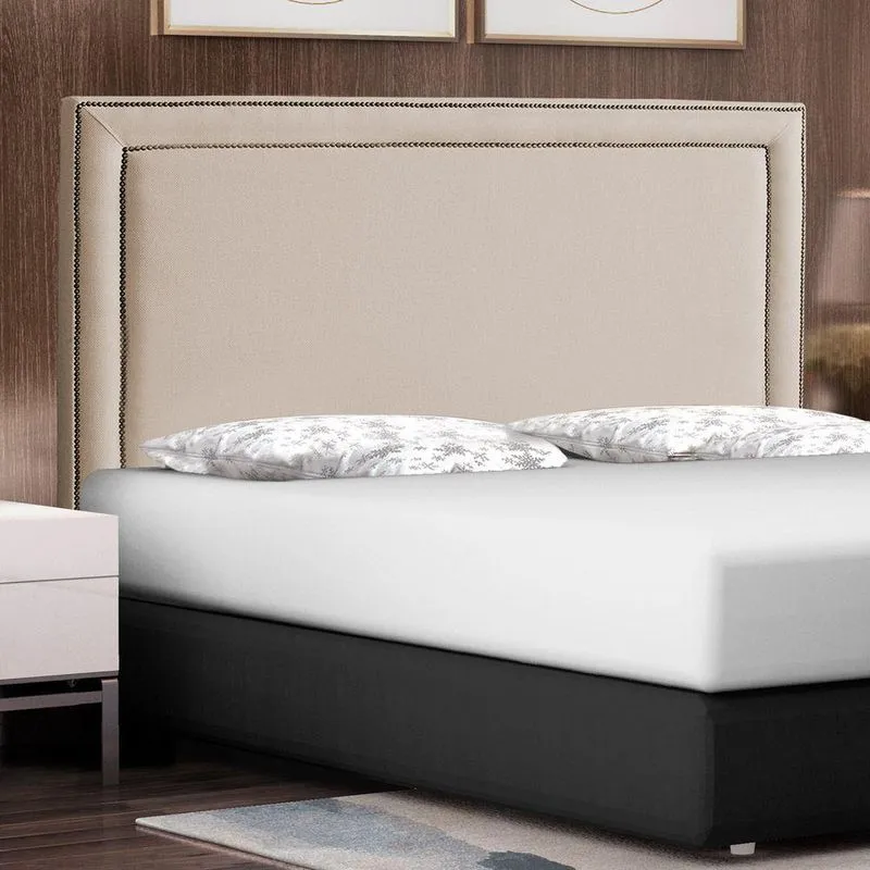 Cabeceira Cama Box Casal King Size Maísa 195cm Com Frame Linho Bege - Abmaza