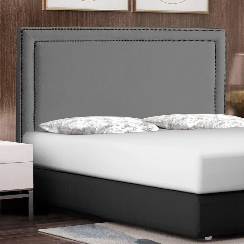 Cabeceira Cama Box Casal King Size Maísa 195cm Com Frame Linho Cinza - Abmaza