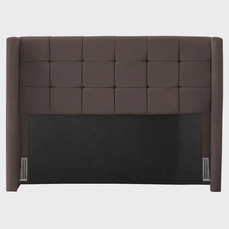 Cabeceira Cama Box Casal King Size Gioconda 195cm Com Frame Veludo Marrom - Desk Design