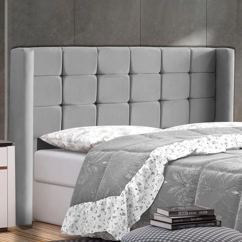 Cabeceira Cama Box Casal King Size Gioconda 195cm Com Frame Suede Cinza - Abmaza