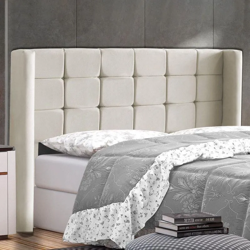 Cabeceira Cama Box Casal King Size Gioconda 195cm Com Frame Linho Bege - Abmaza