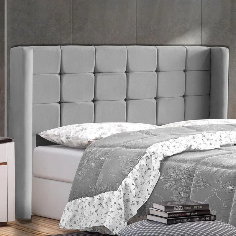 Cabeceira Cama Box Casal King Size Gioconda 195cm Com Frame Linho Cinza - Abmaza