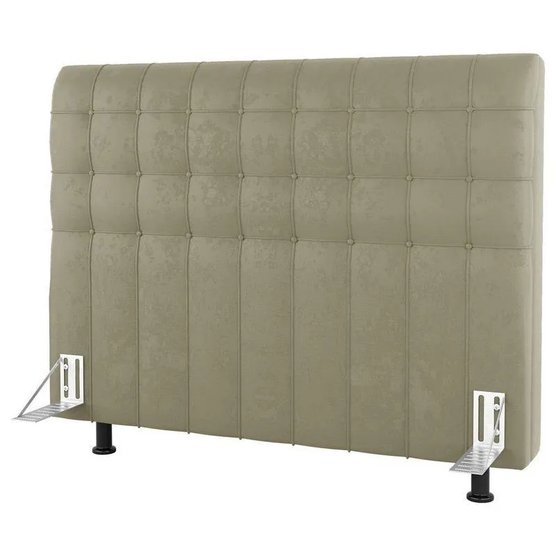 Cabeceira Cama Box Casal Queen Size Dahlia 160Cm Com Frame Sintético Bege - Desk Design