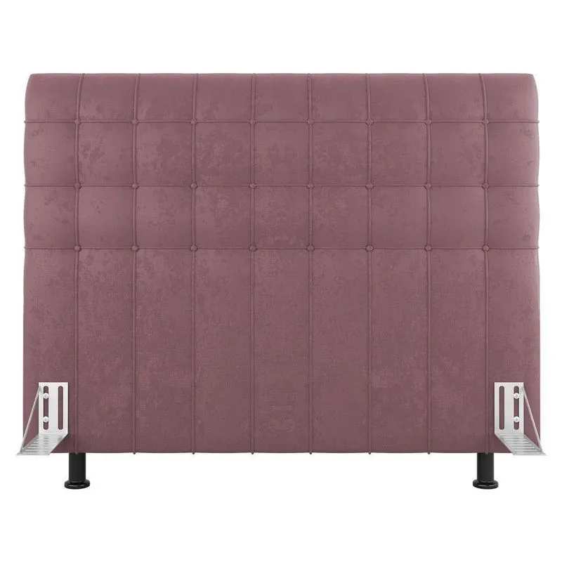 Cabeceira Cama Box Casal Queen Size Dahlia 160Cm Com Frame Veludo Rosê - Abmaza
