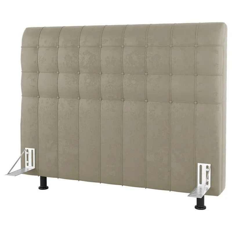 Cabeceira Cama Box Casal King Size Dahlia 195Cm Com Frame Suede Bege - Desk Design