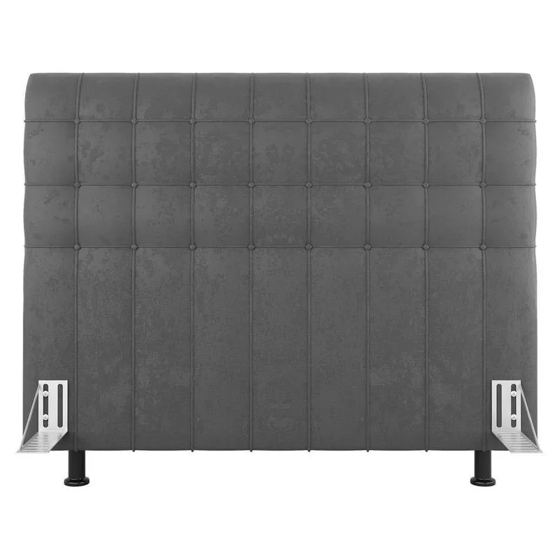 Cabeceira Cama Box Casal King Size Dahlia 195Cm Com Frame Suede Cinza Claro - Abmaza