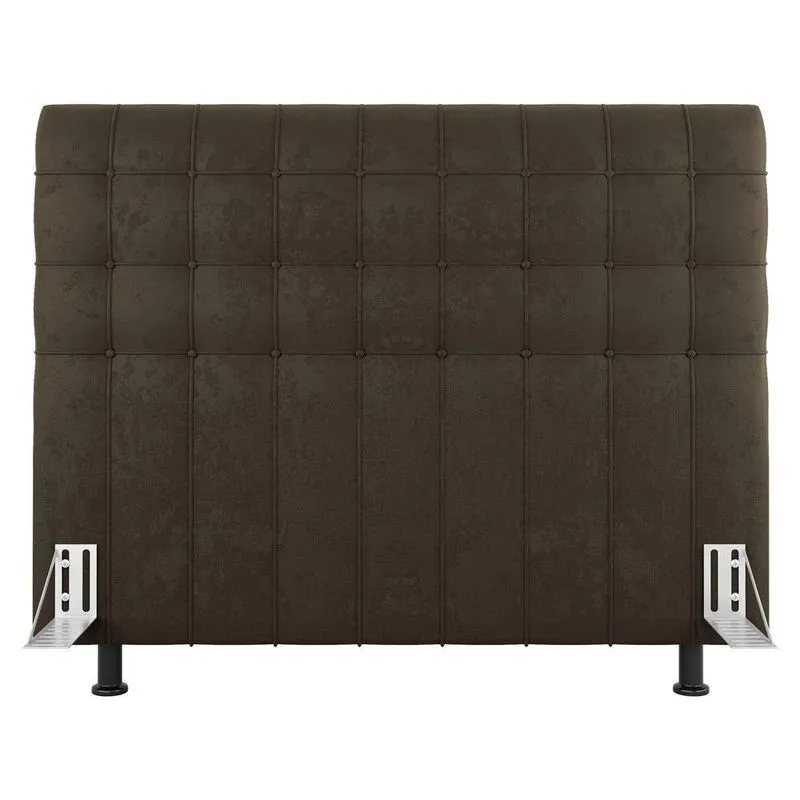 Cabeceira Cama Box Casal King Size Dahlia 195Cm Com Frame Suede Marrom - Abmaza