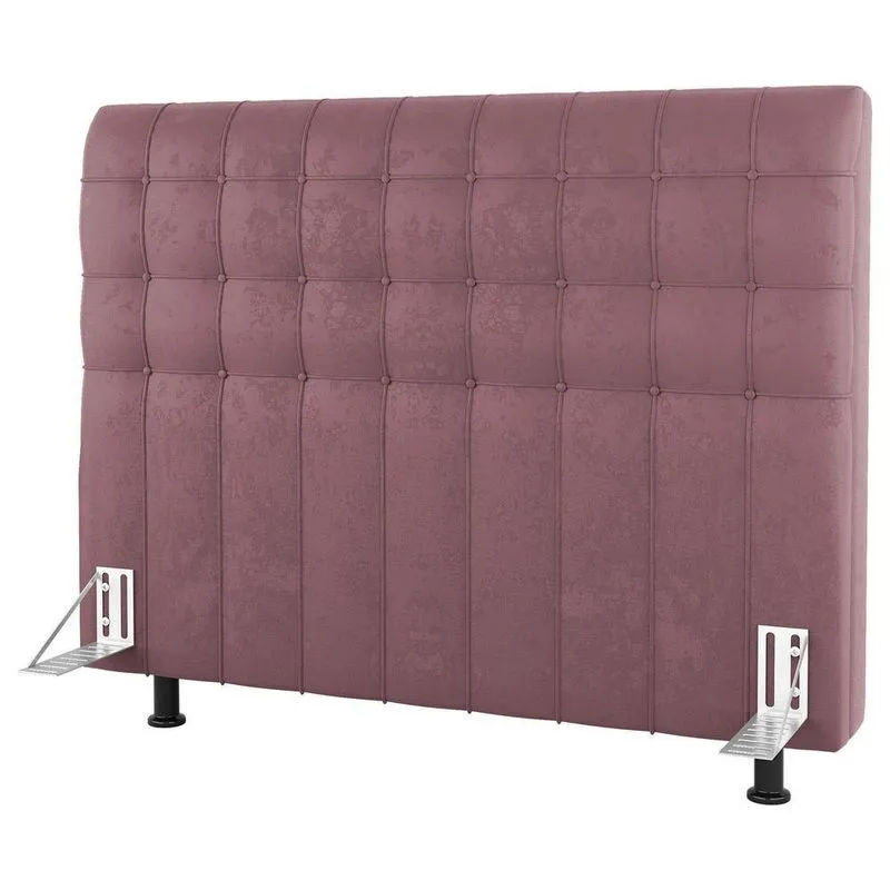 Cabeceira Cama Box Casal King Size Dahlia 195Cm Com Frame Veludo Rosê - Desk Design