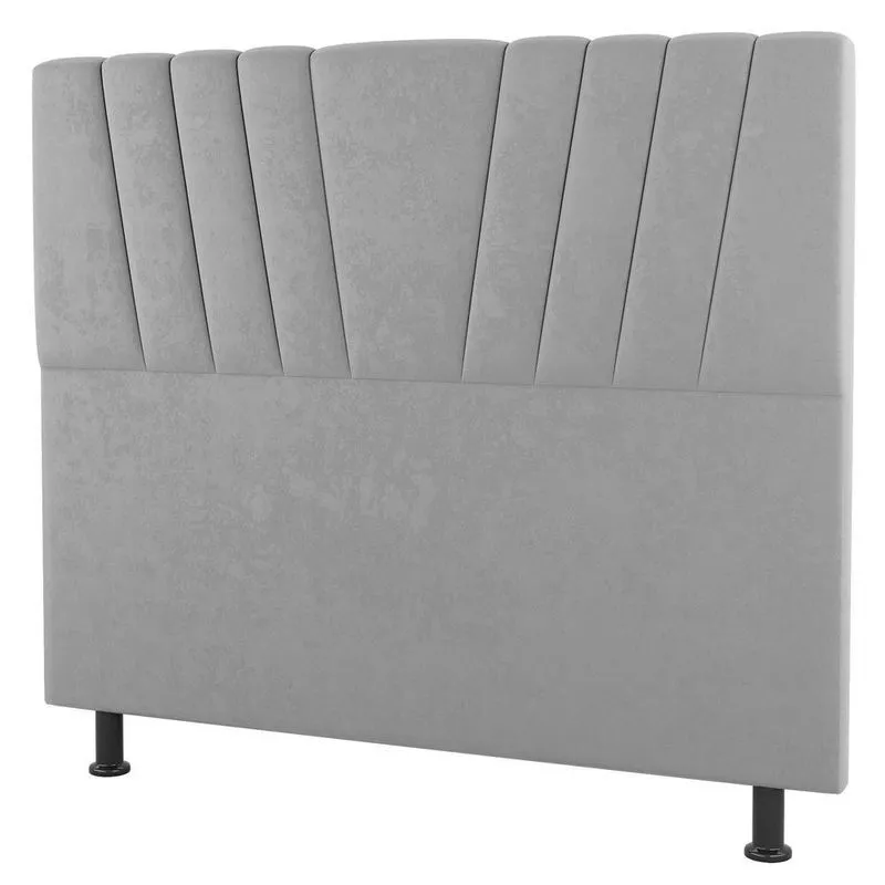 Cabeceira Cama Box Solteiro Dublin 100cm Suede Cinza Claro- Desk Design