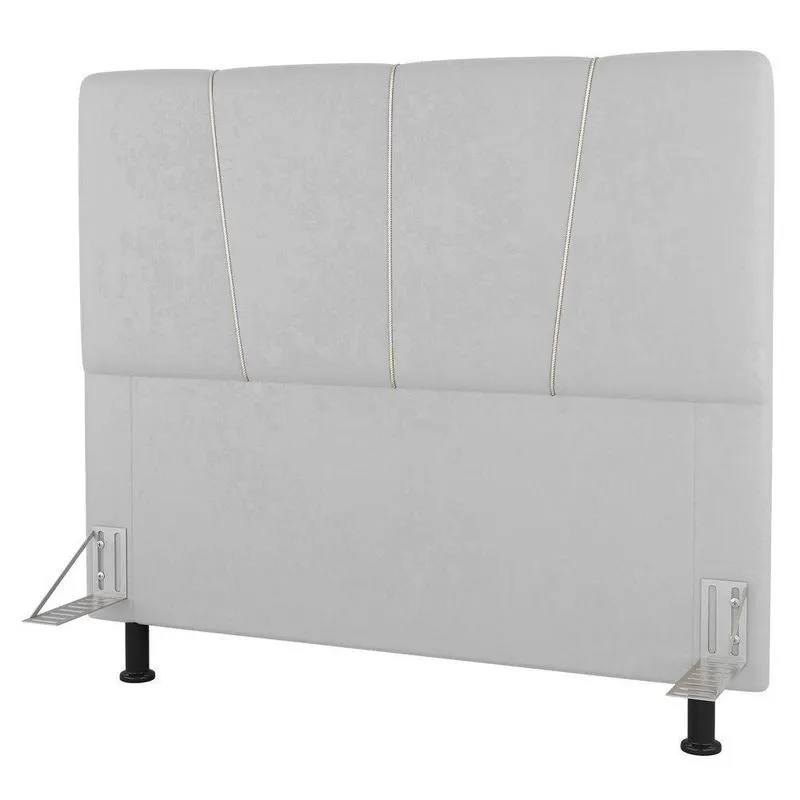 Cabeceira Cama Box Casal Amber 140cm Estofada Sintético Branco - Abmaza