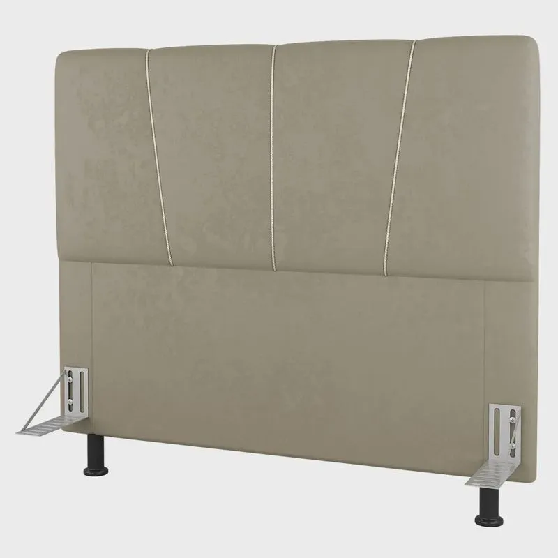 Cabeceira Cama Box Casal Amber 140cm Estofada Linho Bege - Desk Design
