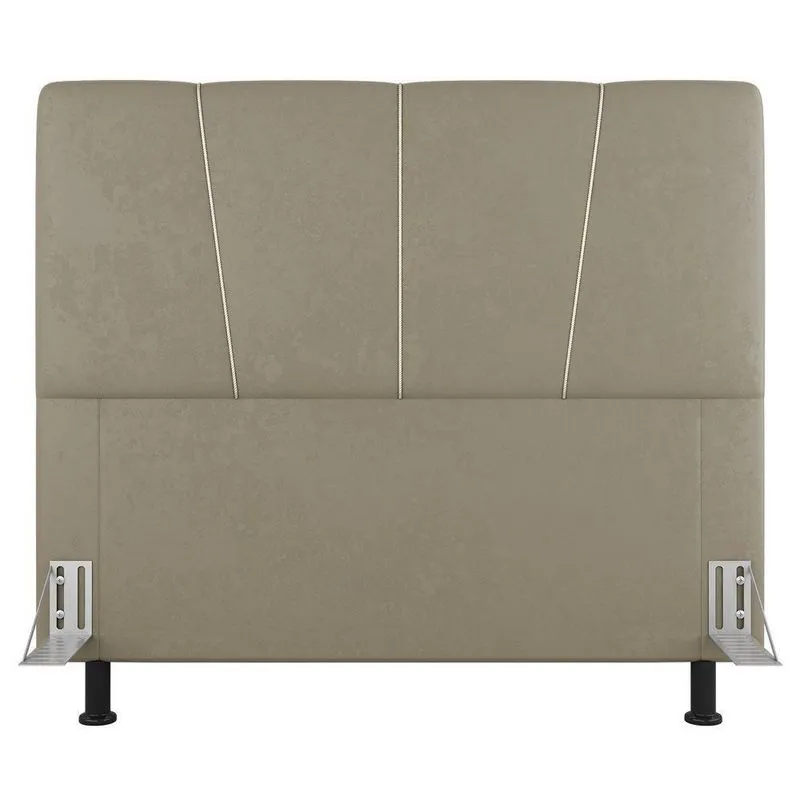 Cabeceira Cama Box Casal Queen Size Amber 160cm Estofada Linho Bege - Abmaza