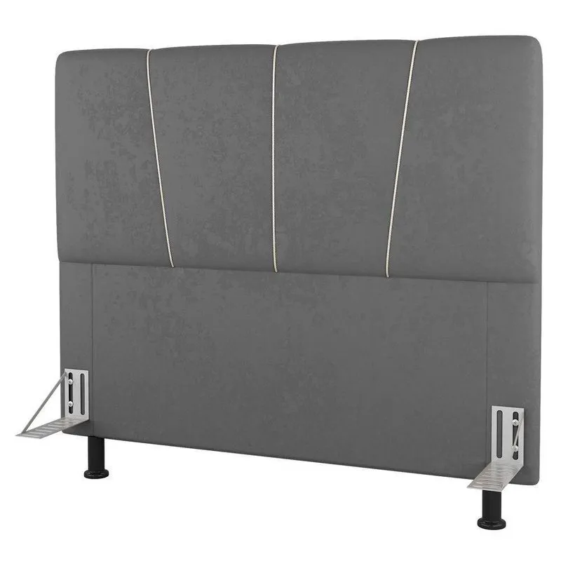 Cabeceira Cama Box Casal Queen Size Amber 160cm Estofada Linho Cinza - Abmaza