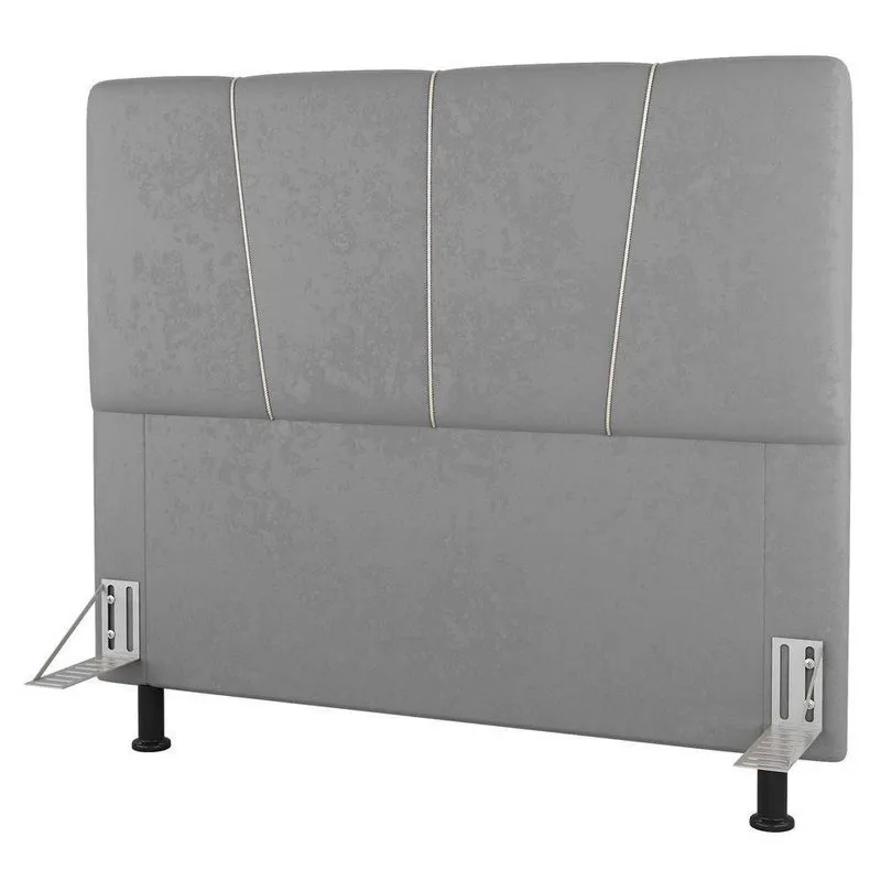 Cabeceira Cama Box Casal King Size Amber 195cm Estofada Linho Cinza Claro - Abmaza