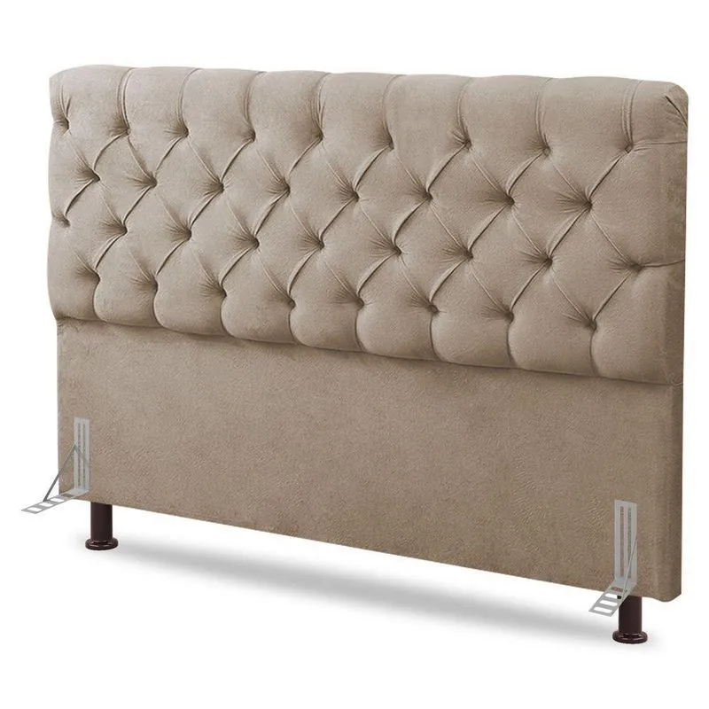Cabeceira Cama Box Casal Queen Size Lylla 160cm Capitonê Com Frame Suede Bege - Abmaza
