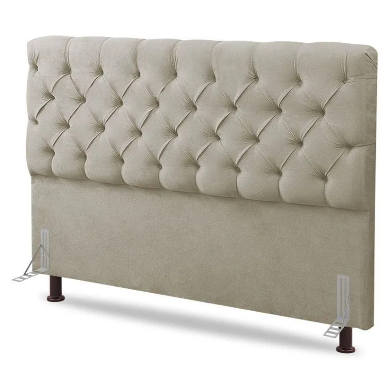 Cabeceira Cama Box Casal Queen Size Lylla 160cm Capitonê Com Frame Sintético Bege - Abmaza