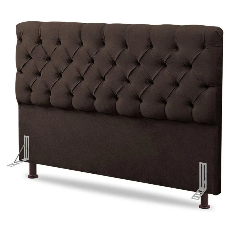 Cabeceira Cama Box Casal Queen Size Lylla 160cm Capitonê Com Frame Sintético Marrom - Abmaza