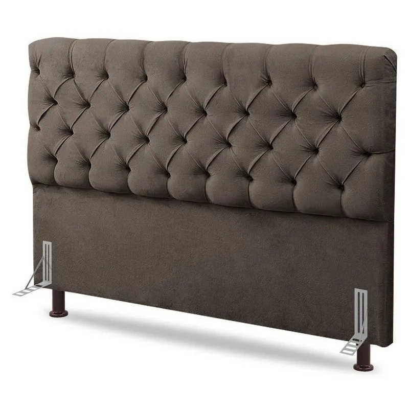 Cabeceira Cama Box Casal Queen Size Lylla 160cm Capitonê Com Frame Linho Cacau - Abmaza