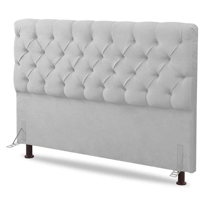 Cabeceira Cama Box Casal King Size Lylla 195cm Capitonê Com Frame Sintético Branco - Desk Design
