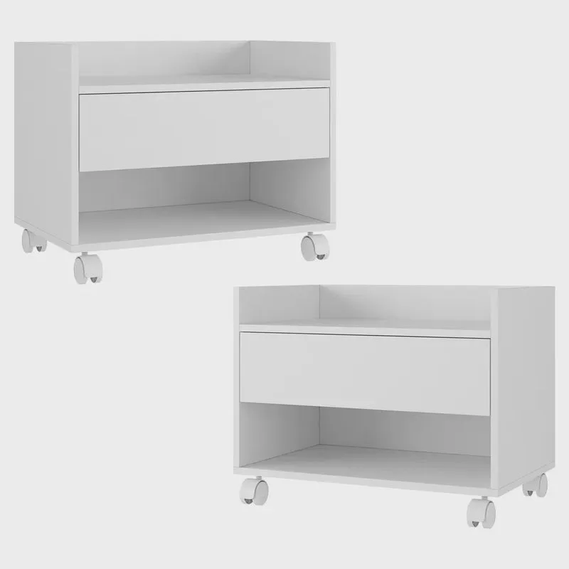Kit 02 Gabinetes Armário Banheiro Multiuso Ivy 60cm 100% mdf bp com 01 Gaveta Branco - Desk Design