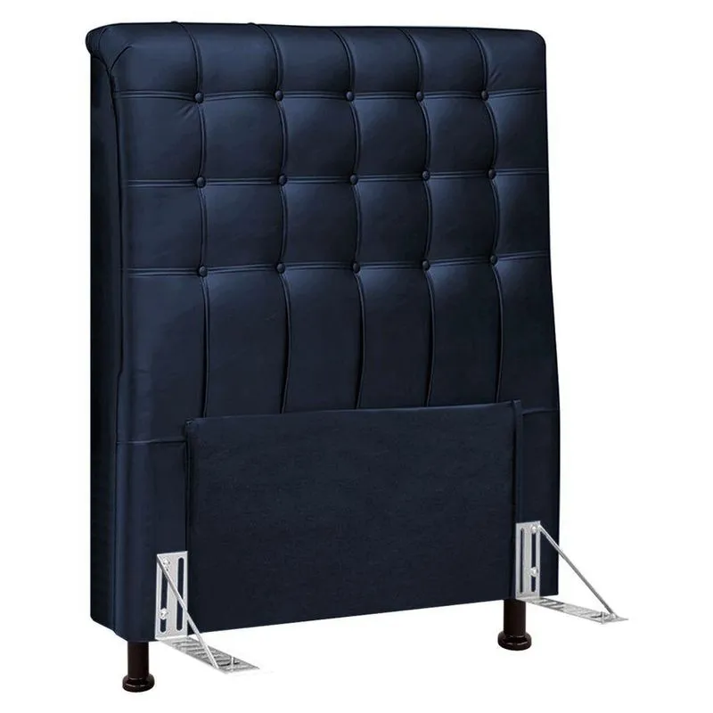 Cabeceira Cama Box Solteiro Ciara 90cm Botonê Com Frame Suede Azul Marinho