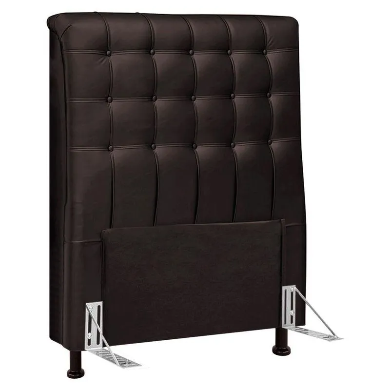 Cabeceira Cama Box Solteiro Ciara 90cm Botonê Com Frame Sintético Marrom