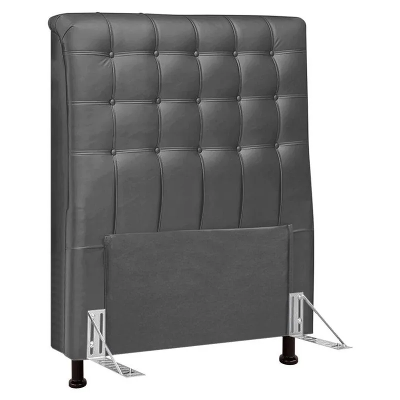 Cabeceira Cama Box Solteiro Ciara 90cm Botonê Com Frame Linho Cinza
