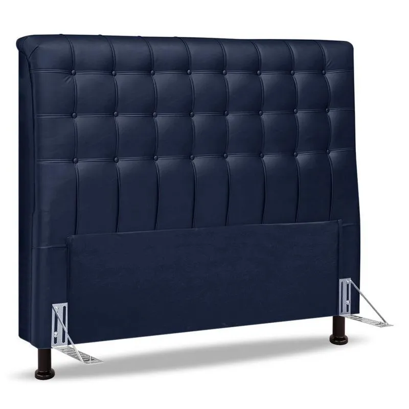 Cabeceira Cama Box Casal Queen Size Ciara 160cm Botonê Com Frame Suede Azul Marinho