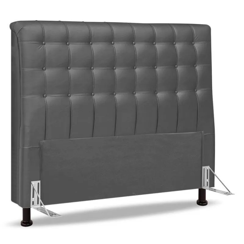 Cabeceira Cama Box Casal Queen Size Ciara 160cm Botonê Com Frame Linho Cinza
