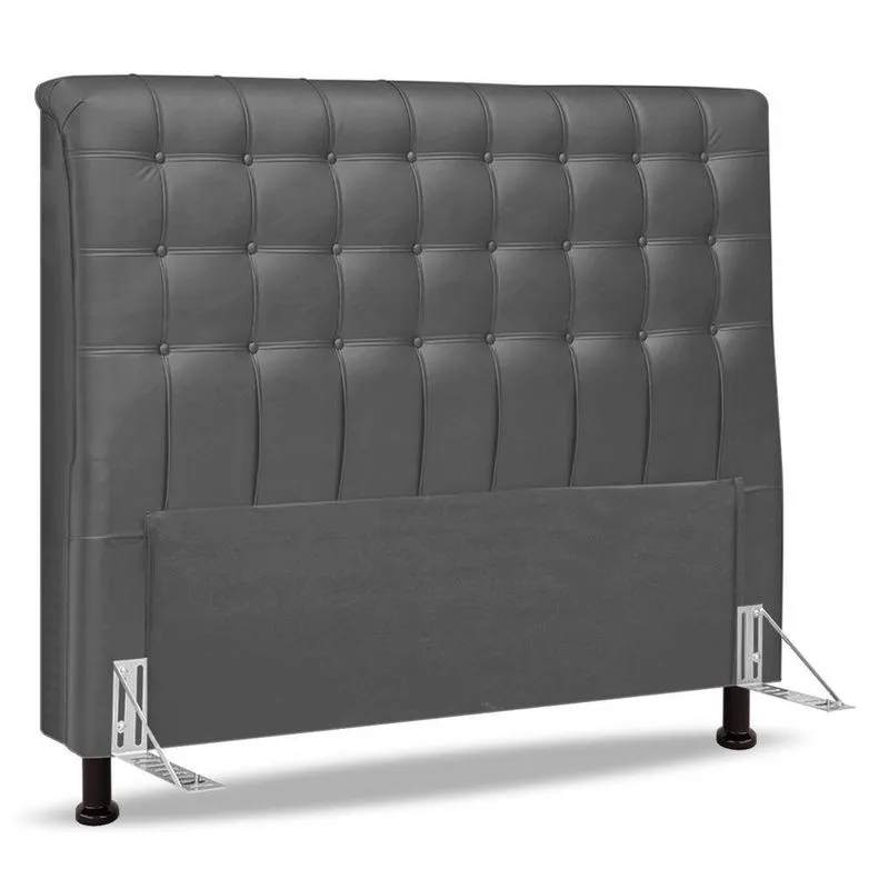 Cabeceira Cama Box Casal King Size Ciara 195cm Botonê Com Frame Suede Cinza