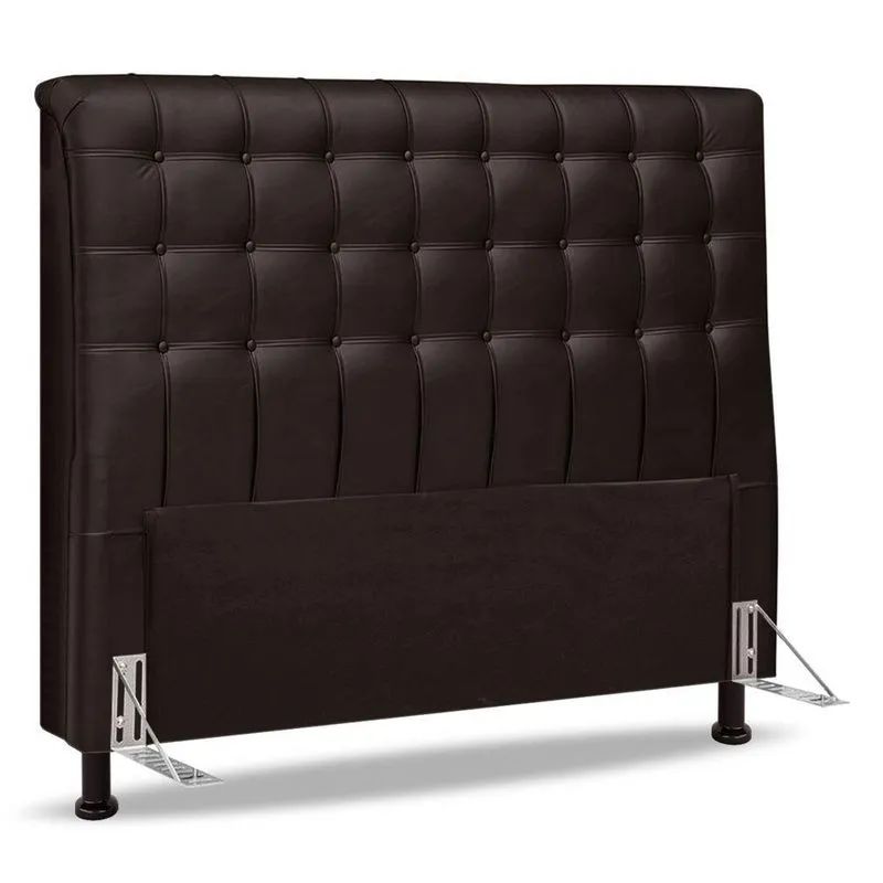Cabeceira Cama Box Casal King Size Ciara 195cm Botonê Com Frame Sintético Marrom