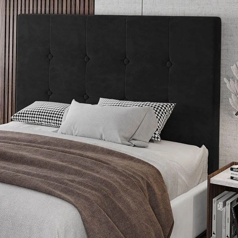 Cabeceira Cama Box Casal Queen Size Luana 160cm Veludo Preto - Abmaza