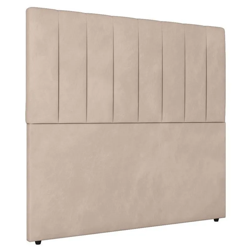 Cabeceira Cama Box Casal King Size Ivana 193cm Veludo Bege