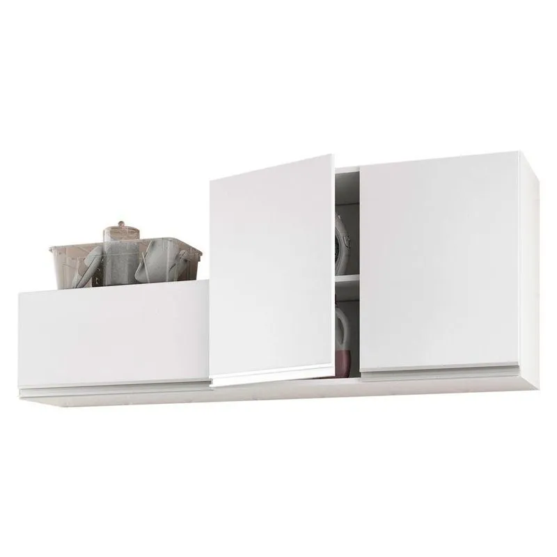Kit Área De Serviço E Lavanderia Com 02 Armários Aéreo 80cm E 60cm 100% Mdf Branco - Abmaza