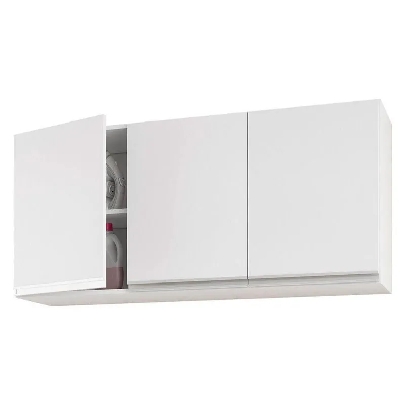Armário De Parede área De Serviço E Lavanderia 120cm Com 03 Portas 100% Mdf Branco - Abmaza