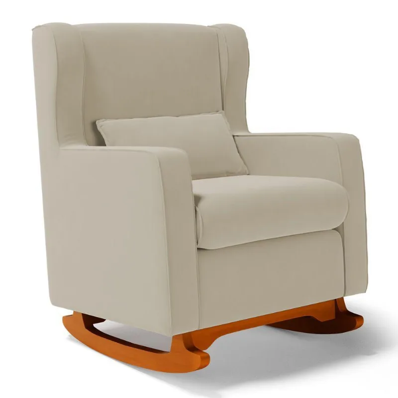 Poltrona De Amamentação E Descanso Zoe Com Base Balanço Sintético Bege - Desk Design
