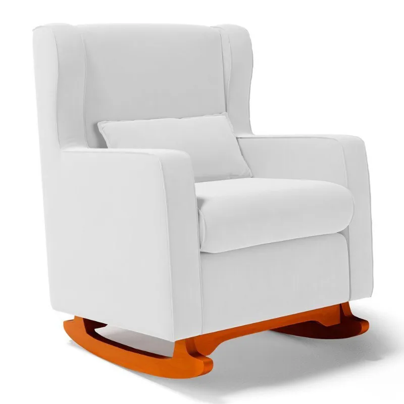 Poltrona De Amamentação E Descanso Zoe Com Base Balanço Sintético Branco - Desk Design