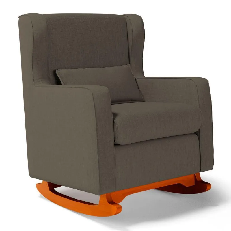 Poltrona De Amamentação E Descanso Zoe Com Base Balanço Linho Cacau - Desk Design