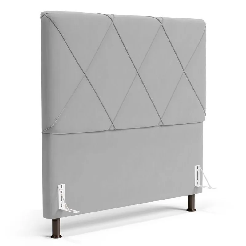 Cabeceira Cama Box Casal Mel 140cm Com Frame Veludo Cinza Claro - Abmaza