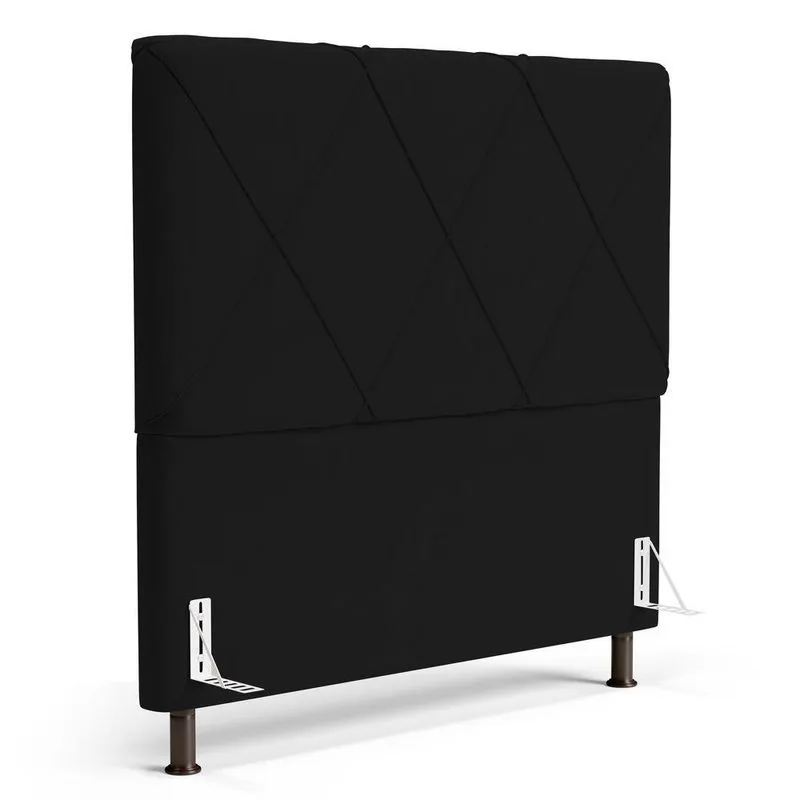 Cabeceira Cama Box Casal Queen Size Mel 160cm Com Frame Sintético Preto - Abmaza