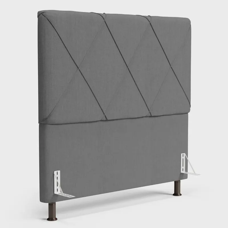 Cabeceira Cama Box Casal Queen Size Mel 160cm com Frame Linho Cinza - Desk Design