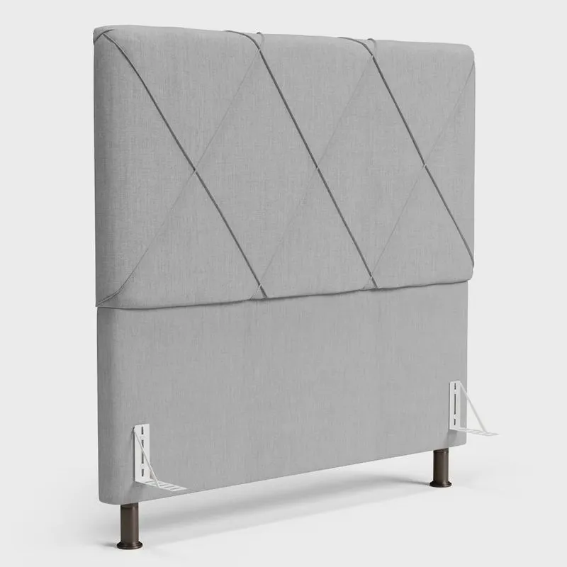 Cabeceira Cama Box Casal Queen Size Mel 160cm com Frame Linho Cinza Claro - Desk Design