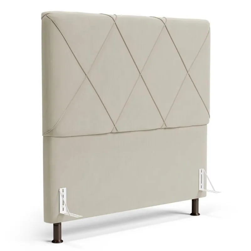 Cabeceira Cama Box Casal Queen Size Mel 160cm Com Frame Suede Bege - Desk Design