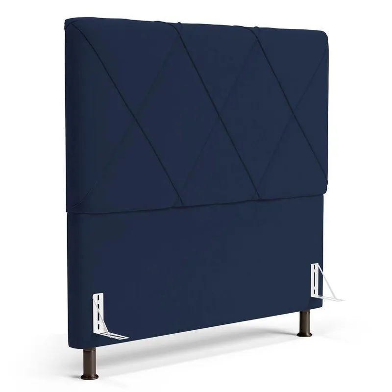 Cabeceira Cama Box Casal Queen Size Mel 160cm Com Frame Suede Azul Marinho - Desk Design
