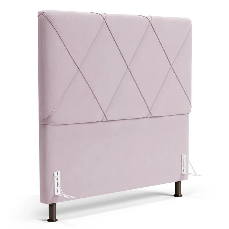 Cabeceira Cama Box Casal Queen Size Mel 160cm Com Frame Suede Rosa Bebê - Desk Design