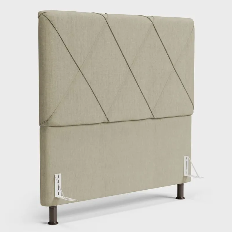 Cabeceira Cama Box Casal King Size Mel 195cm com Frame Linho Bege - Desk Design