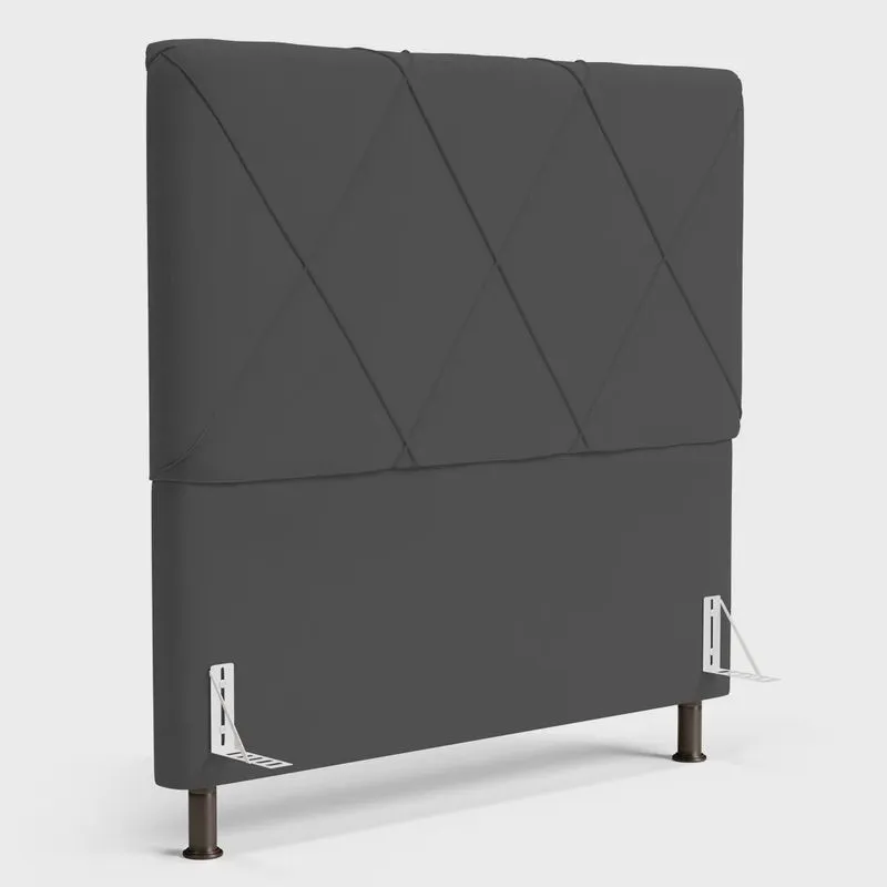 Cabeceira Cama Box Casal King Size Mel 195cm com Frame Suede Cinza - Desk Design